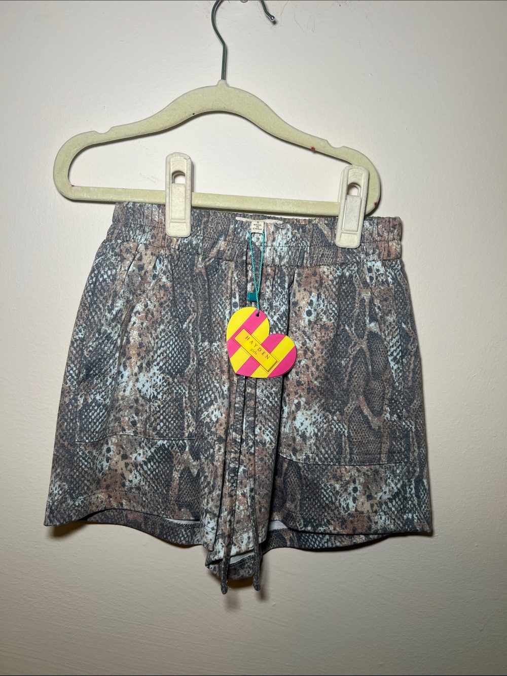 Hayden Girls Snake Print Relaxed Shorts - Brown/Gray